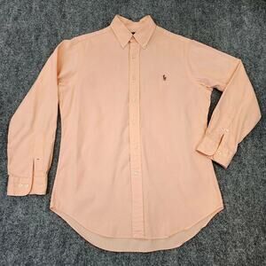 Ralph Lauren Shirt Mens 15 Peach Pink Classic Fit Oxford Cloth Button Down Prep
